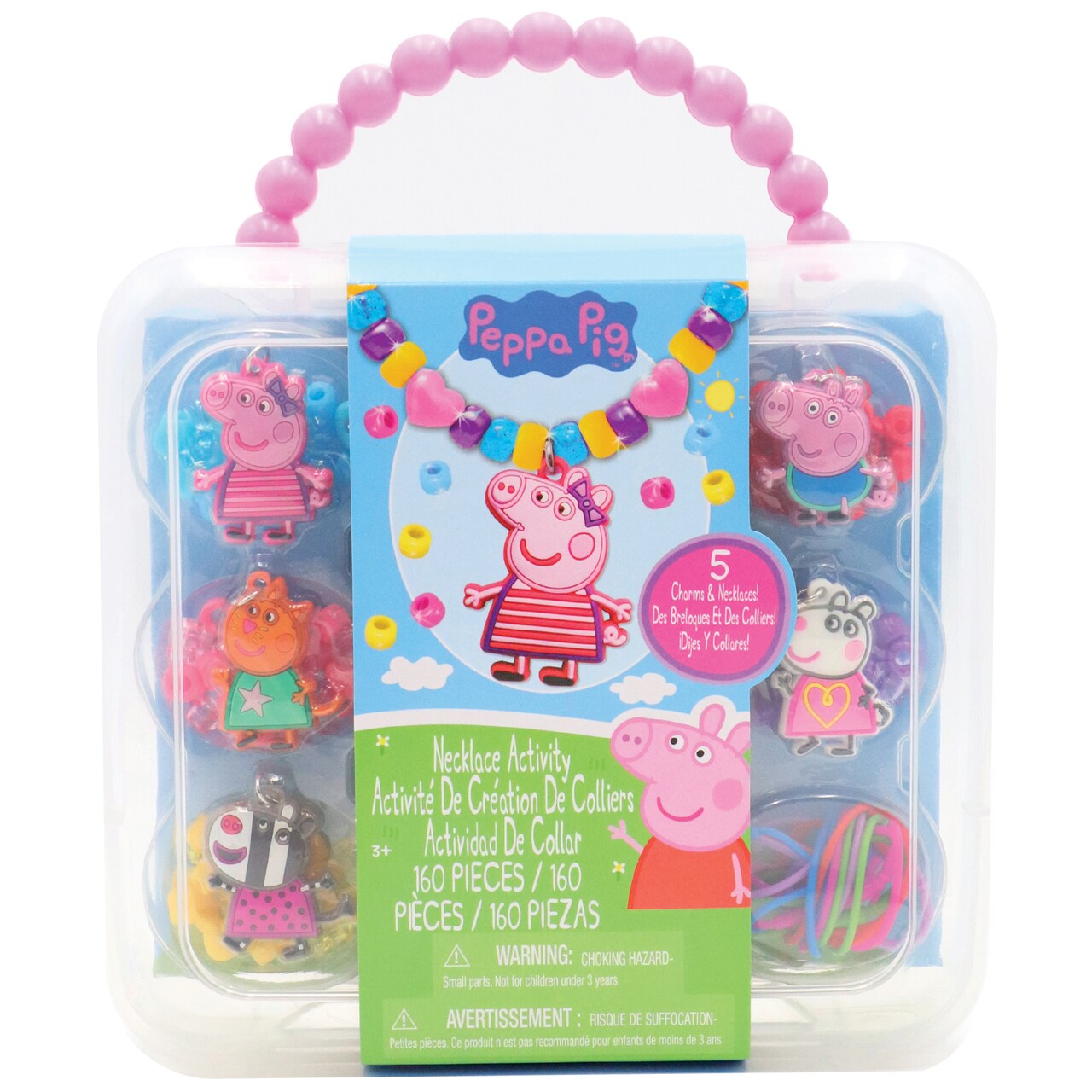 Tara Toy: Necklace Activity Set - Peppa Pig - 160pcs, DIY Jewelry Craft Kit, Create 5 Character Charm & Bead Necklaces, Mix & Match Designs, Kids 3+